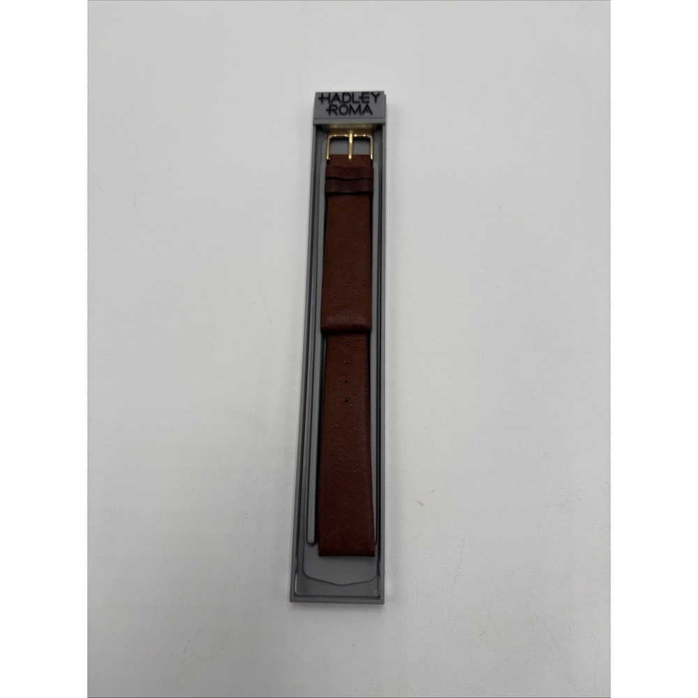 Vintage Hadley Roma Brown Leather Watch‎ Band 20mm New In Box Micron Plate - Picture 7 of 11